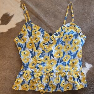 Floral Yellow and Blue Women's Top